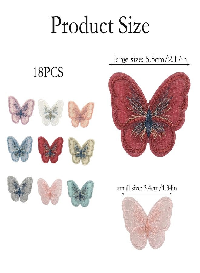 FFZDENA 18 PCS Applique Patches, Embroidered Butterfly Patches for Clothes, DIY Fashion Accessories, 5.5cm and 3.4cm Metallic Thread Embroidery Flower Patches for Blouse, Jackets, Bags - Image 2